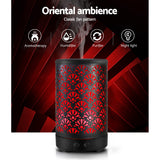 Devanti Aroma Diffuser Aromatherapy Essential Oils Metal Cover Ultrasonic Cool Mist 100ml Remote Control Black