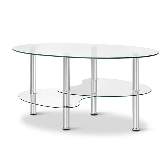 Artiss 3 Tier Coffee Table - Glass