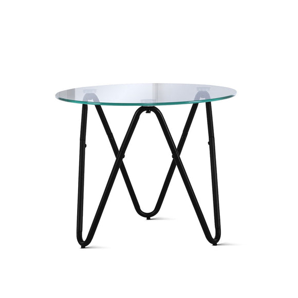 Artiss Coffee Table Glass End Side Tables High Gloss Display Modern Furniture 50X50CM