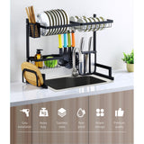 2-Tier 65cm Stainless Steel Kitchen Shelf Organizer Dish Drying Rack Over Sink