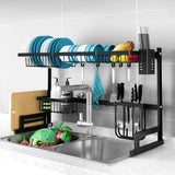 2-Tier 85cm Stainless Steel Kitchen Shelf Organizer Dish Drying Rack Over Sink