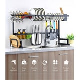 2-Tier 95cm Stainless Steel Kitchen Shelf Organizer Dish Drying Rack Over Sink