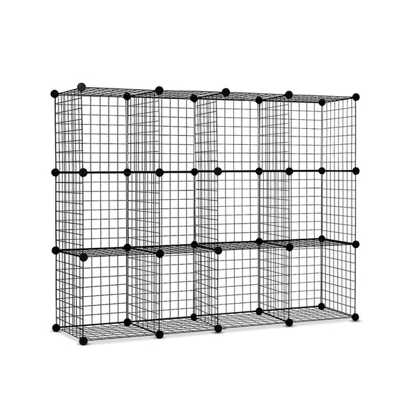 Wire Cube Storage Cabinet DIY 12 Cubes Display Shelves Bookcase Shelf Organiser