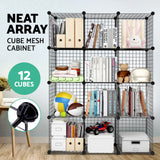 Wire Cube Storage Cabinet DIY 12 Cubes Display Shelves Bookcase Shelf Organiser