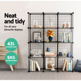 Wire Cube Storage Cabinet DIY 12 Cubes Display Shelves Bookcase Shelf Organiser