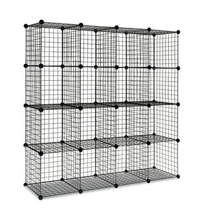 Wire Cube Storage Cabinet DIY 16 Cubes Display Shelves Bookcase Shelf Organiser