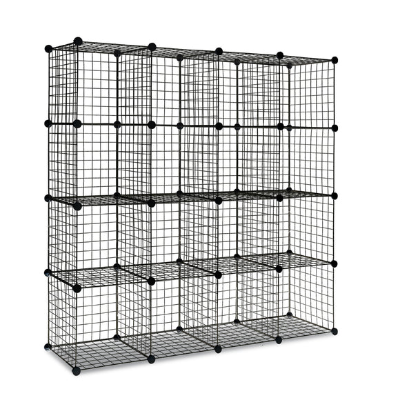 Wire Cube Storage Cabinet DIY 16 Cubes Display Shelves Bookcase Shelf Organiser