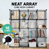 Wire Cube Storage Cabinet DIY 16 Cubes Display Shelves Bookcase Shelf Organiser