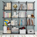 Wire Cube Storage Cabinet DIY 16 Cubes Display Shelves Bookcase Shelf Organiser