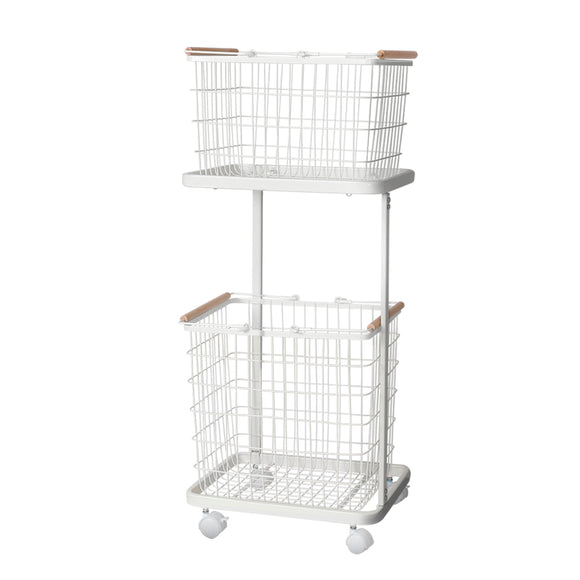 2 Tier Wire Storage Shelf Laundry Basket Hamper Metal Clothes Rack Shelves Trolley Organiser