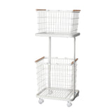 2 Tier Wire Storage Shelf Laundry Basket Hamper Metal Clothes Rack Shelves Trolley Organiser