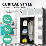 12 Cube Storage Cabinet DIY Cupboard Wardrobe Shoe Rack Bookshelves Organiser