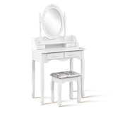 Artiss 4 Drawer Dressing Table with Mirror - White