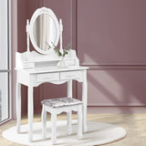 Artiss 4 Drawer Dressing Table with Mirror - White