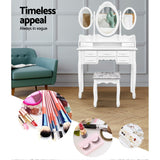 Artiss 7 Drawer Dressing Table with Mirror - White