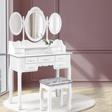 Artiss 7 Drawer Dressing Table with Mirror - White