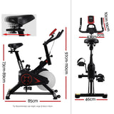 Spin Exercise Bike Flywheel Fitness Commercial Home Workout Gym Phone Holder Black