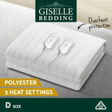 Giselle Heated Electric Blanket Washable Fully Fitted Polyester Underlay Pad Double