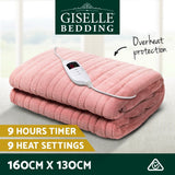 Giselle Bedding Heated Electric Throw Rug Fleece Sunggle Blanket Washable Pink