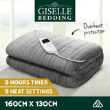 Giselle Bedding Heated Electric Throw Rug Fleece Sunggle Blanket Washable Silver