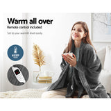 Giselle Bedding Heated Electric Throw Rug Fleece Sunggle Blanket Washable Silver