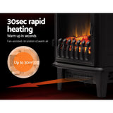 Devanti Electric Fireplace Wood Heater Portable Fire Log Flame Effect Winter Warm 1800W