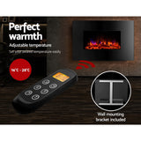 Devanti 2000W Wall Mounted Electric Fireplace Fire Log Wood Heater Realistic Flame