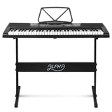 Alpha 61 Keys Electronic Piano Keyboard LED Electric w/Holder Music Stand USB Port