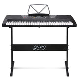 Alpha 61 Key Lighted Electronic Piano Keyboard LCD Electric w/ Holder Music Stand