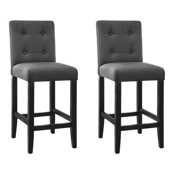 Artiss Set of 2 Provincial Style Bar Stools - Charcoal