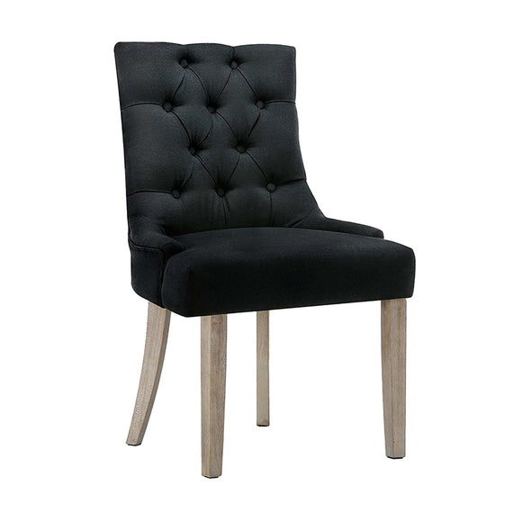 Artiss Dining Chairs Chair French Provincial Wooden Fabric Retro Cafe Black x1