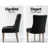 Artiss Dining Chairs Chair French Provincial Wooden Fabric Retro Cafe Black x1