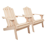 Gardeon Set of 2 Patio Furniture Outdoor Chairs Beach Chair Wooden Adirondack Garden Lounge Recliner Beige