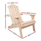 Gardeon Set of 2 Patio Furniture Outdoor Chairs Beach Chair Wooden Adirondack Garden Lounge Recliner Beige