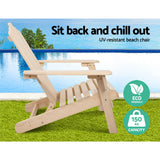 Gardeon Set of 2 Patio Furniture Outdoor Chairs Beach Chair Wooden Adirondack Garden Lounge Recliner Beige