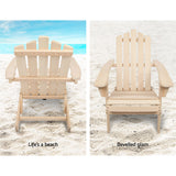 Gardeon Set of 2 Patio Furniture Outdoor Chairs Beach Chair Wooden Adirondack Garden Lounge Recliner Beige