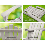 Gardeon 2pcs Adirondack Outdoor Beach Chair Table Set Beige