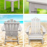 Gardeon 2pcs Adirondack Outdoor Beach Chair Table Set Beige