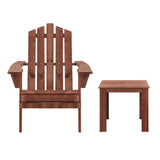 Gardeon Outdoor Sun Lounge Beach Chairs Table Setting Wooden Adirondack Patio Chair Brown