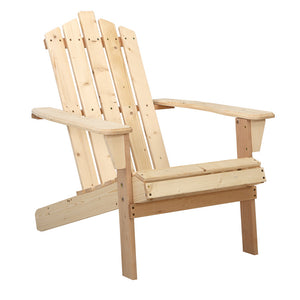 Gardeon Outdoor Sun Lounge Beach Chairs Table Setting Wooden Adirondack Patio Chair Light Wood Tone