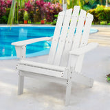 Gardeon Outdoor Sun Lounge Beach Chairs Table Setting Wooden Adirondack Patio - White