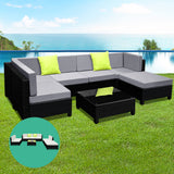 Gardeon 7PC Sofa Set Outdoor Furniture Lounge Setting Wicker Couches Garden Patio Pool