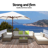 Gardeon 7 Piece PE Wicker Outdoor Furniture Set - Brown