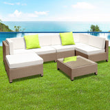 Gardeon 7 Piece PE Wicker Outdoor Furniture Set - Brown