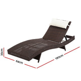 Gardeon Set of 2 Outdoor Wicker Sun Lounges - Brown