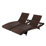 Gardeon Set of 2 Outdoor Wicker Sun Lounges - Brown