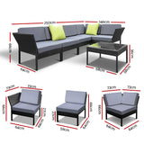 Gardeon 6PC Sofa Set Outdoor Furniture Lounge Setting Wicker Couches Garden Patio Pool