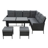 Gardeon Outdoor Furniture Patio Set Dining Sofa Table Chair Lounge Wicker Garden Black