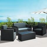Gardeon 4 Piece Outdoor Wicker Furniture Set - Black