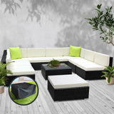 Gardeon 10PC Sofa Set with Storage Cover Outdoor Furniture Wicker